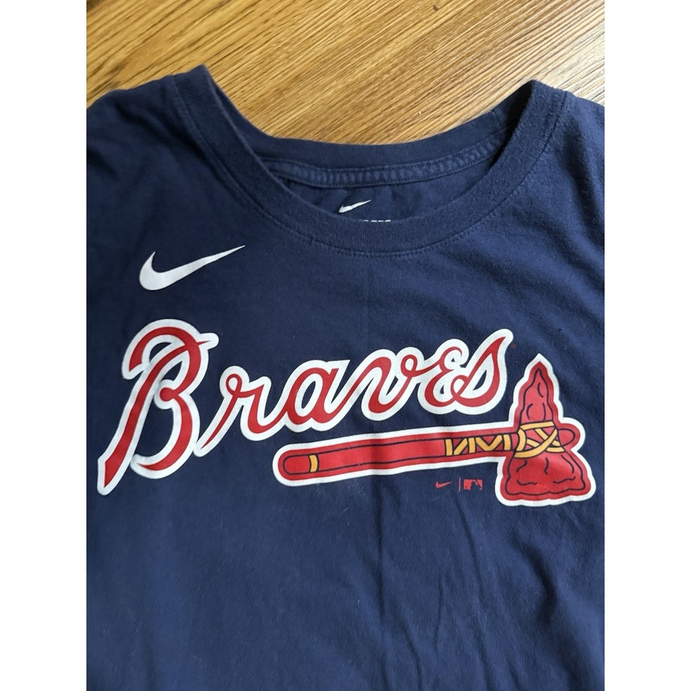 Braves Nike Men's T Shirt Size 2XL Atlanta MLB  Riley 27‎ Blue Cotton - Picture 2 of 4